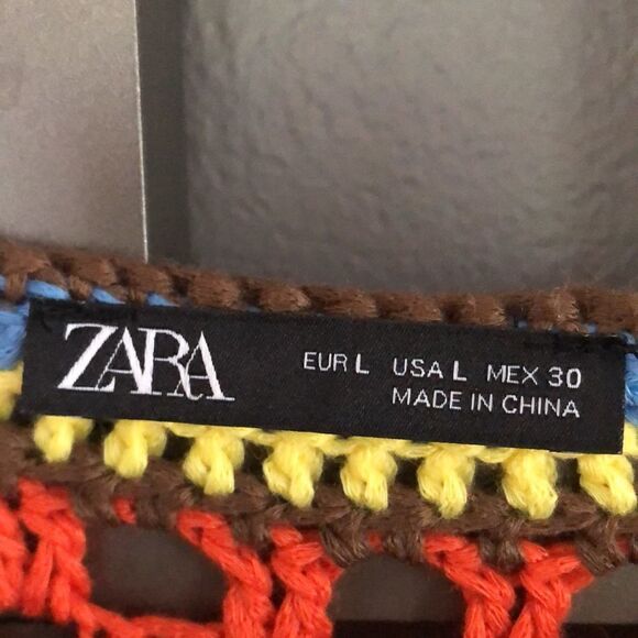 Zara Orange crochet mod looking dress. L - Picture 2 of 6